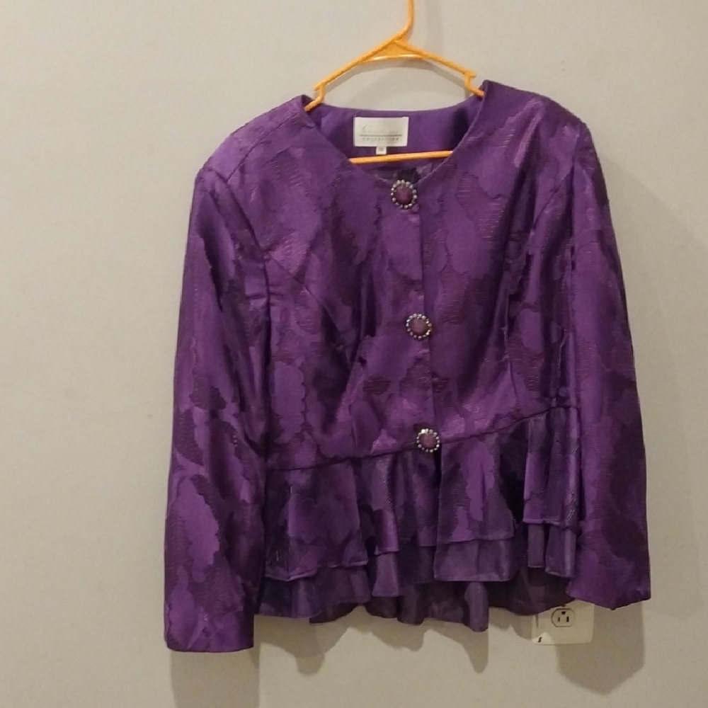 Elegant Purple Women's Blazer with Jewel Buttons